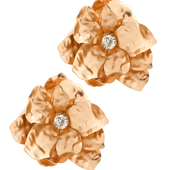 Crystal & Flower Metal Earrings - Picture 1 of 1
